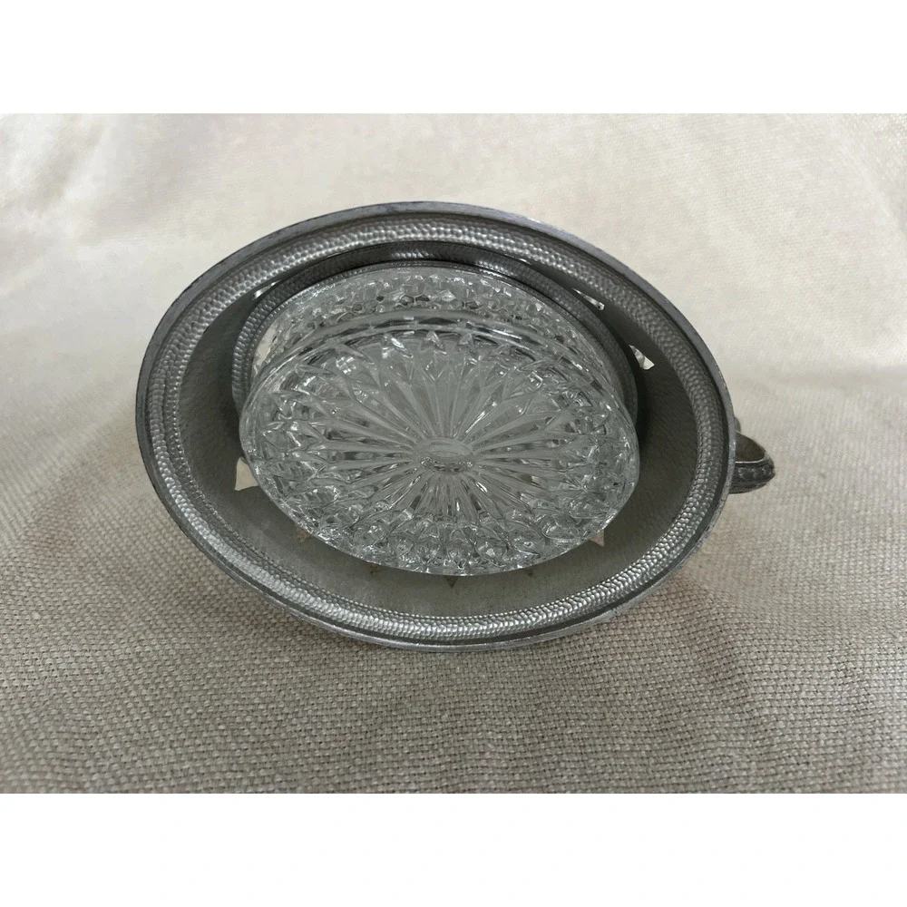 Vintage Italian Crystal Sugar Bowl Silver Plate‎ Hearts Made in Italy Candy Dish
